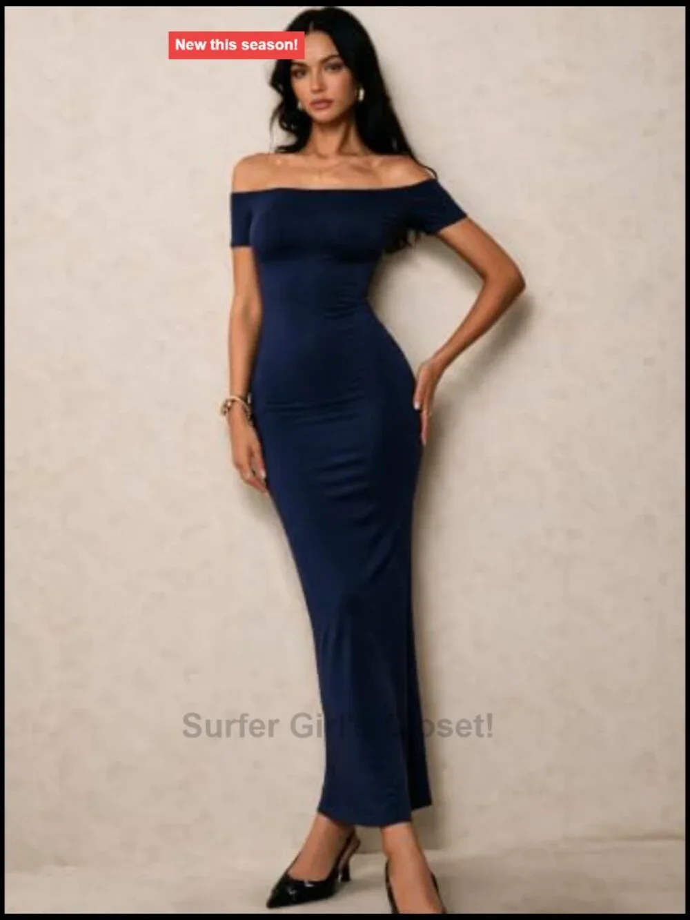 Off Shoulder Bodycon Maxi Dress Short Sleeve Slim Fit Party